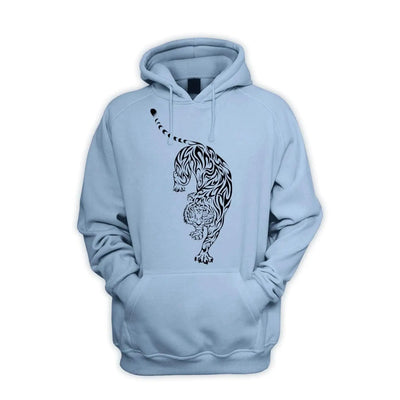 Tribal Tiger Tattoo Men's Pouch Pocket Hoodie Hooded Sweatshirt L / Light Blue