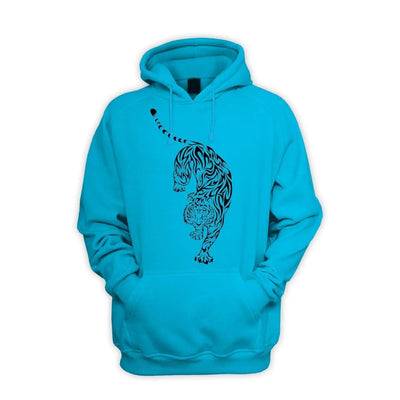 Tribal Tiger Tattoo Men's Pouch Pocket Hoodie Hooded Sweatshirt L / Sapphire Blue