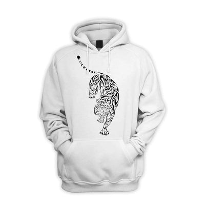Tribal Tiger Tattoo Men's Pouch Pocket Hoodie Hooded Sweatshirt L / White