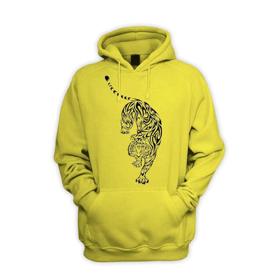 Tribal Tiger Tattoo Men's Pouch Pocket Hoodie Hooded Sweatshirt L / Yellow