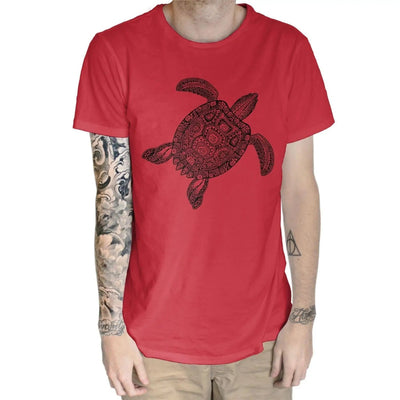 Tribal Turtle Tattoo Hipster Large Print Men's T-Shirt Small / Red