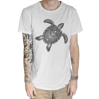Tribal Turtle Tattoo Hipster Large Print Men's T-Shirt Small / White