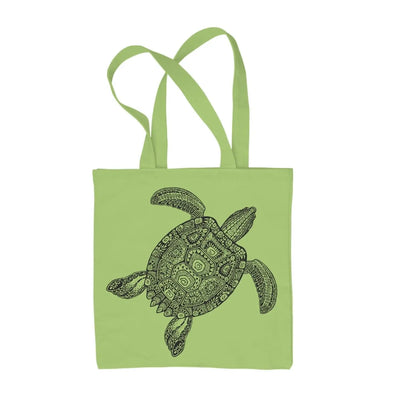 Tribal Turtle Tattoo Hipster Large Print Tote Shoulder Shopping Bag Lime Green