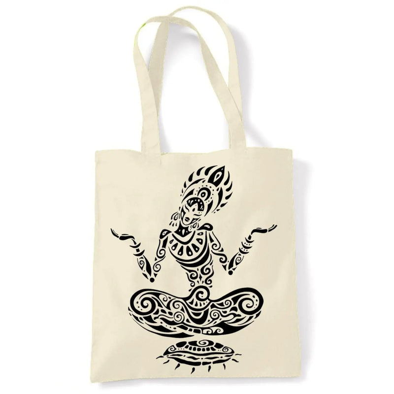 Tribal Yoga Lotus Pose Tattoo Large Print Tote Shoulder Shopping Bag