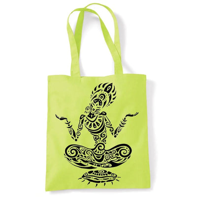 Tribal Yoga Lotus Pose Tattoo Large Print Tote Shoulder Shopping Bag