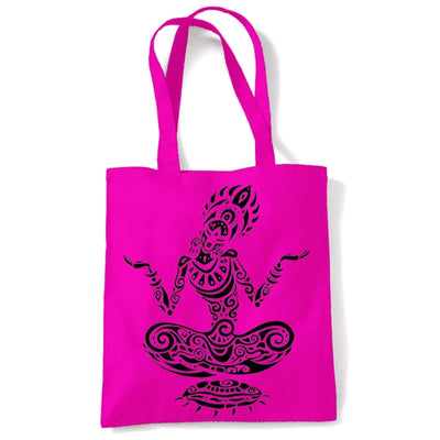 Tribal Yoga Lotus Pose Tattoo Large Print Tote Shoulder Shopping Bag