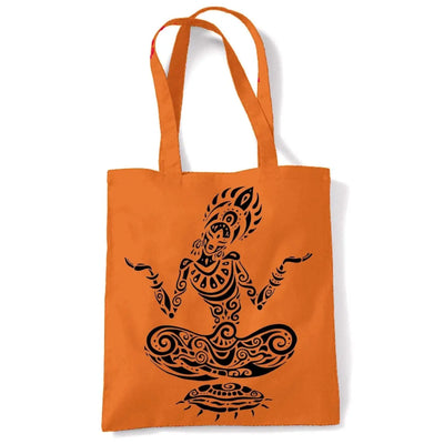Tribal Yoga Lotus Pose Tattoo Large Print Tote Shoulder Shopping Bag