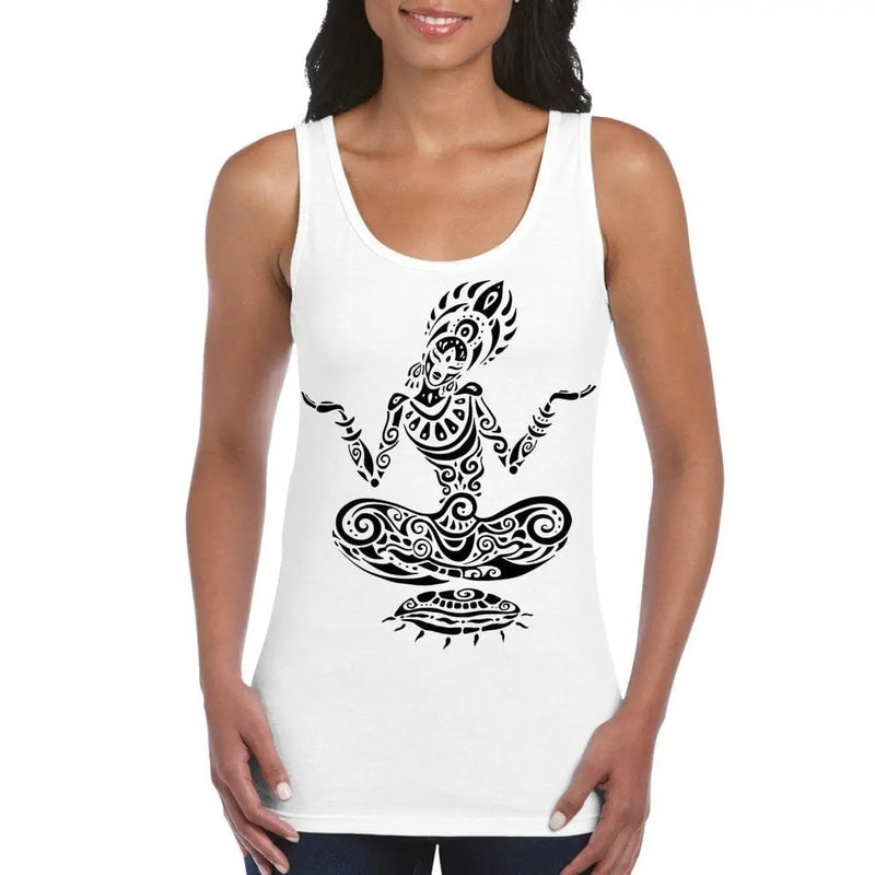 Tribal Yoga Lotus Pose Tattoo Large Print Women&