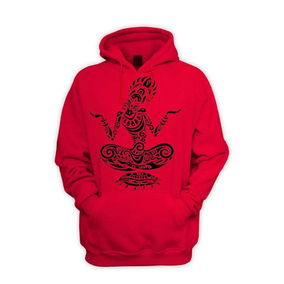 Tribal Yoga Lotus Pose Tattoo Men's Pouch Pocket Hoodie Hooded Sweatshirt M / Red