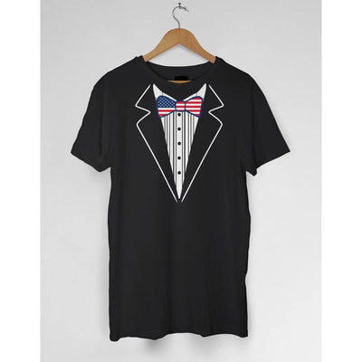 Tuxedo Stars & Stripes Bowtie Mens T-Shirt