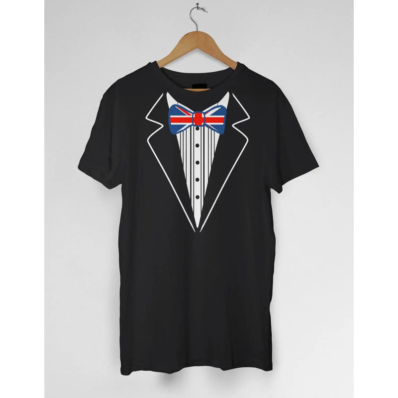 Tuxedo Union Jack Bowtie Mens T-Shirt