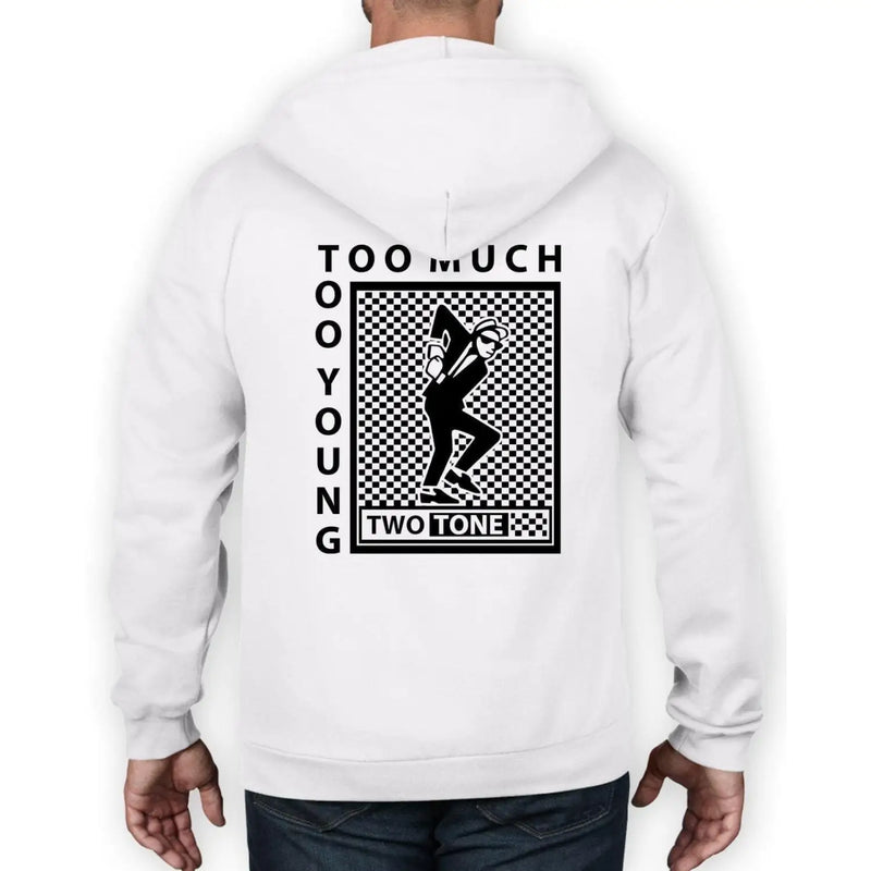 Two Tone Too Much Too Young Logo Full Zip Hoodie XXL / White