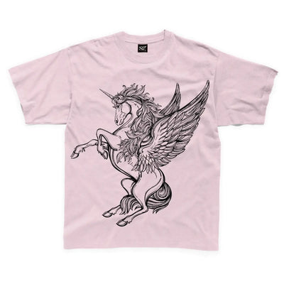 Unicorn Large Print Kids Children's T-Shirt 9-10 / Pink