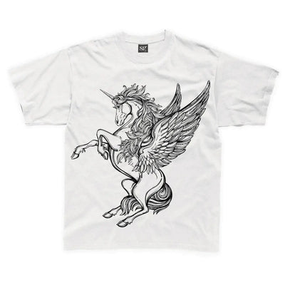 Unicorn Large Print Kids Children's T-Shirt 9-10 / White