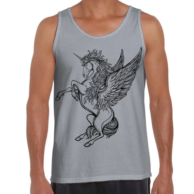 Unicorn Large Print Men's Vest Tank Top XXL / Light Grey