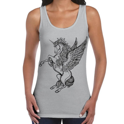 Unicorn Large Print Women's Vest Tank Top M / Light Grey