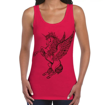 Unicorn Large Print Women's Vest Tank Top M / Red