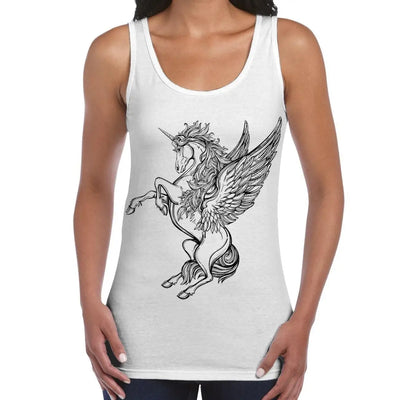 Unicorn Large Print Women's Vest Tank Top M / White