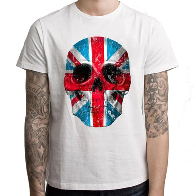 Union Jack Skull Men's T-Shirt L / White