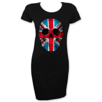 Union Jack Skull Short Sleeved T-Shirt Dress L