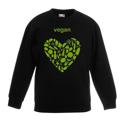 Vegan Heart Children's Unisex Sweatshirt Jumper 5-6 / Black