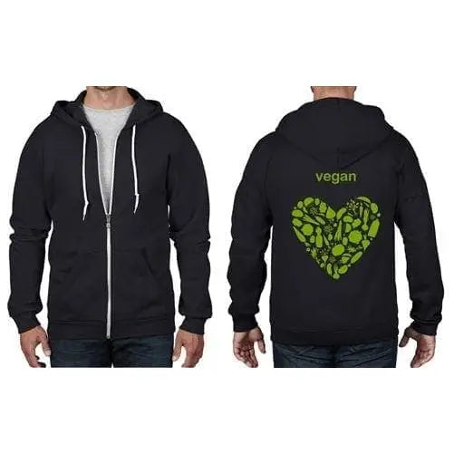 Vegan Heart Logo Full Zip Hoodie S / Black