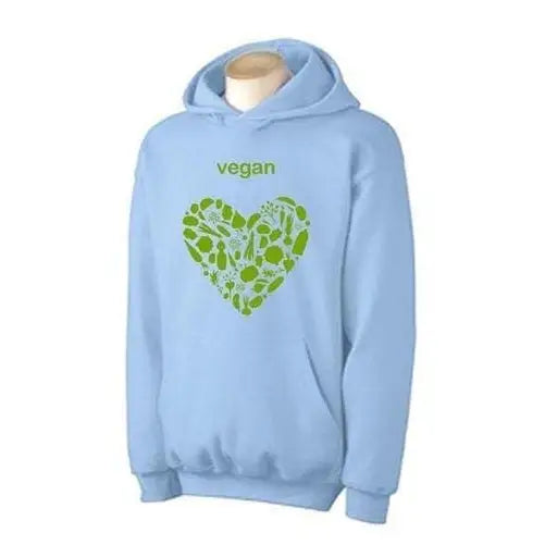 Vegan Heart Logo Hoodie L / Light Blue