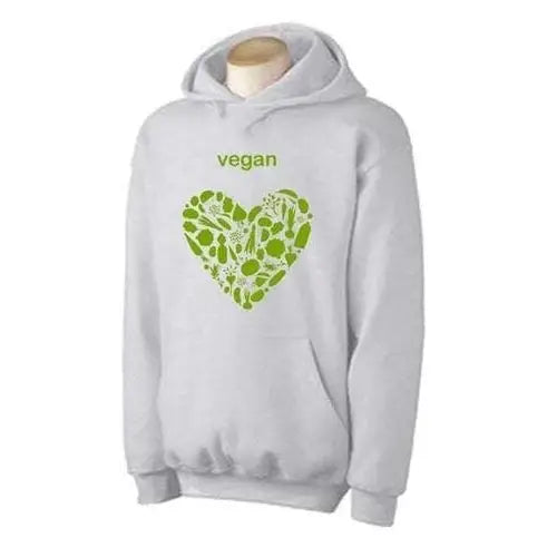 Vegan Heart Logo Hoodie L / Light Grey