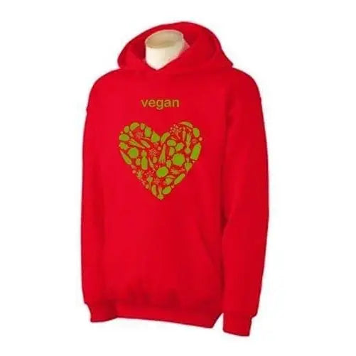 Vegan Heart Logo Hoodie L / Red