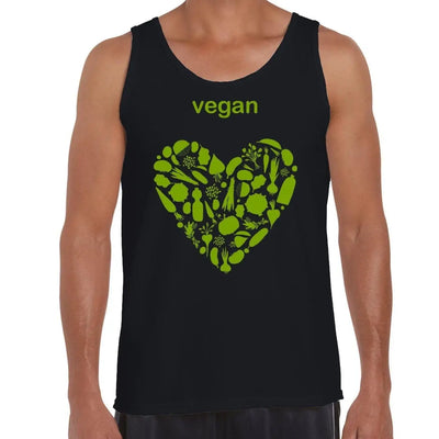 Vegan Heart Logo Men's Tank Vest Top L / Black