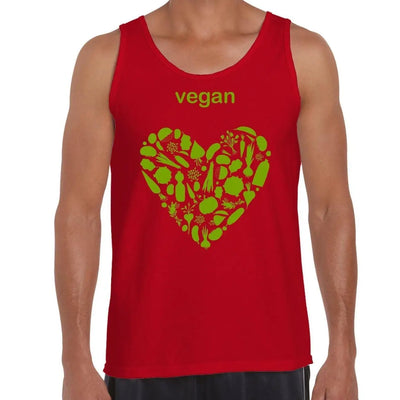 Vegan Heart Logo Men's Tank Vest Top L / Red