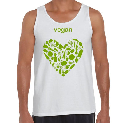 Vegan Heart Logo Men's Tank Vest Top L / White