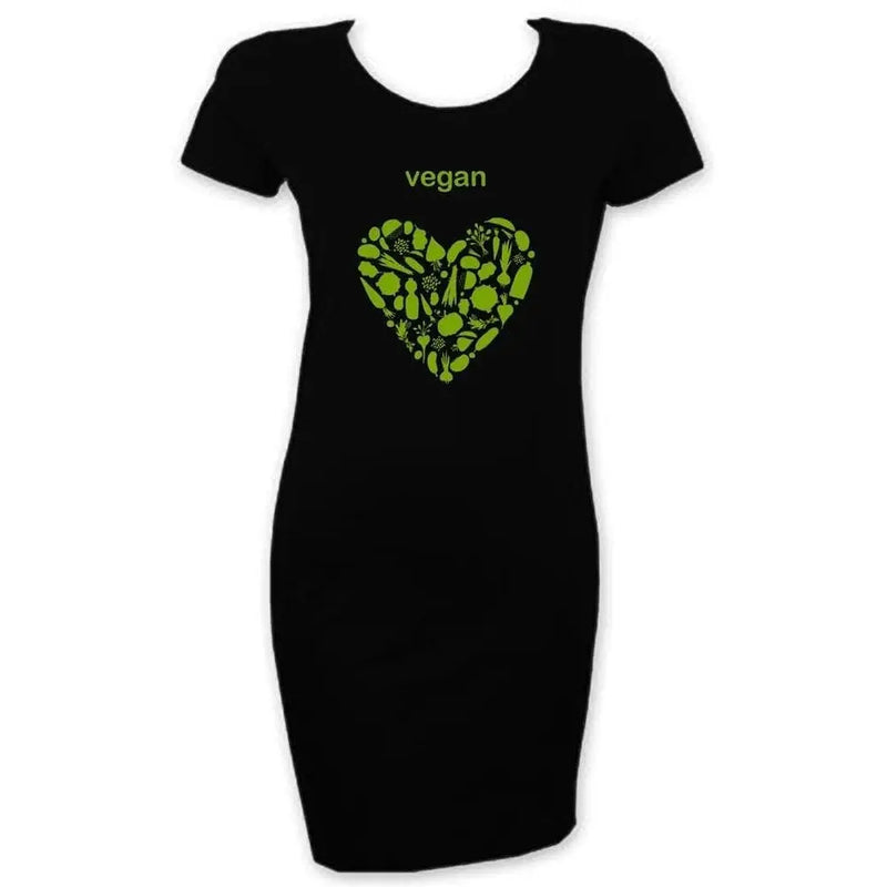Vegan Heart Logo Short Sleeve T-Shirt Dress