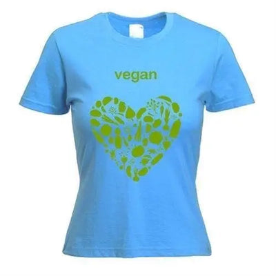 Vegan Heart Logo Women's T-Shirt XL / Light Blue