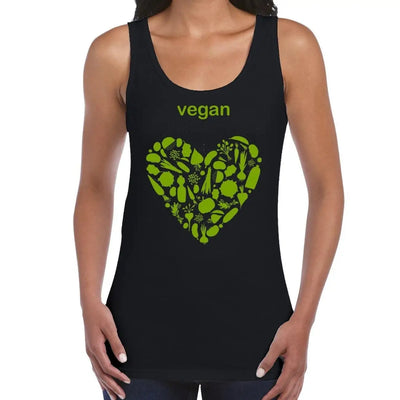 Vegan Heart Logo Women's Tank Vest Top S / Black