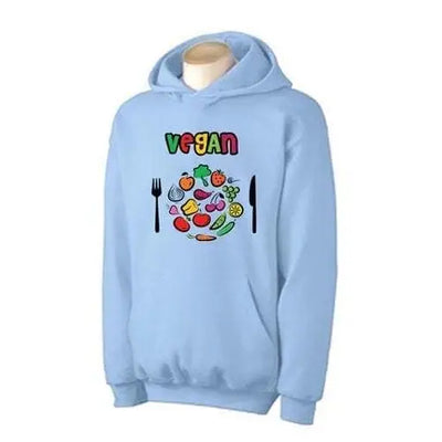 Vegan Plate Logo Hoodie XL / Light Blue