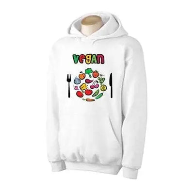 Vegan Plate Logo Hoodie XL / White