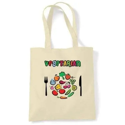 Vegan Plate Logo Shoulder Bag Cream