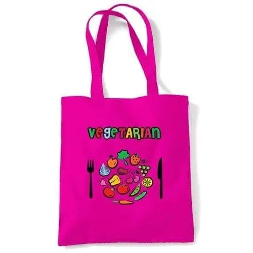 Vegan Plate Logo Shoulder Bag Dark Pink