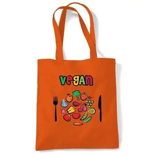 Vegan Plate Logo Shoulder Bag Orange