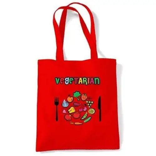 Vegan Plate Logo Shoulder Bag Red