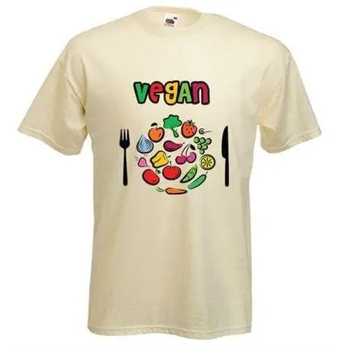 Vegan Plate Logo T-Shirt XXL / Cream