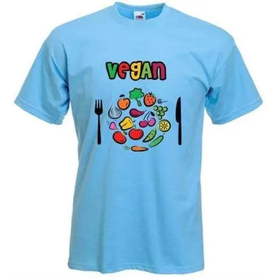 Vegan Plate Logo T-Shirt XXL / Light Blue