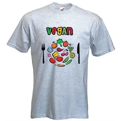 Vegan Plate Logo T-Shirt XXL / Light Grey