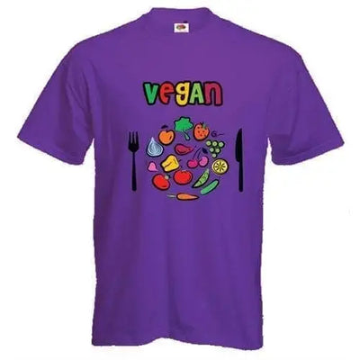 Vegan Plate Logo T-Shirt XXL / Purple