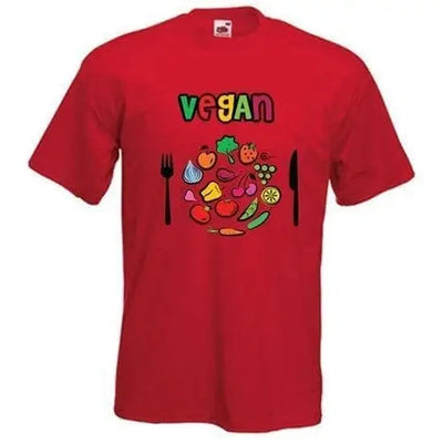 Vegan Plate Logo T-Shirt XXL / Red