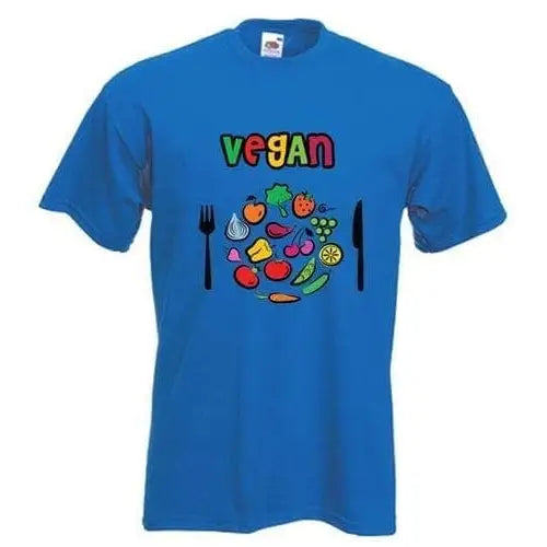 Vegan Plate Logo T-Shirt XXL / Royal Blue