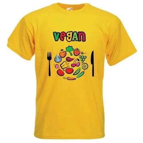 Vegan Plate Logo T-Shirt XXL / Yellow