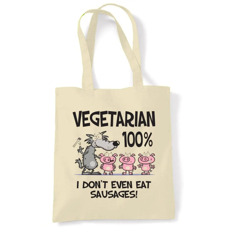 Vegetarian Big Bad Wolf Cotton Shoulder Shopping Bag