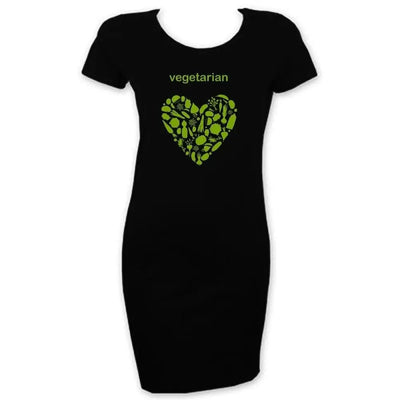 Vegetarian Heart Logo Short Sleeve T-Shirt Dress